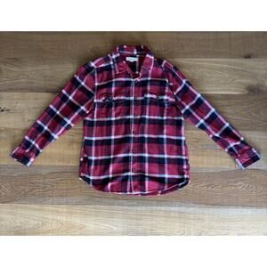 Aeropostale Red Black White Buffalo Check Flannel Shacket Sz M Grunge Western